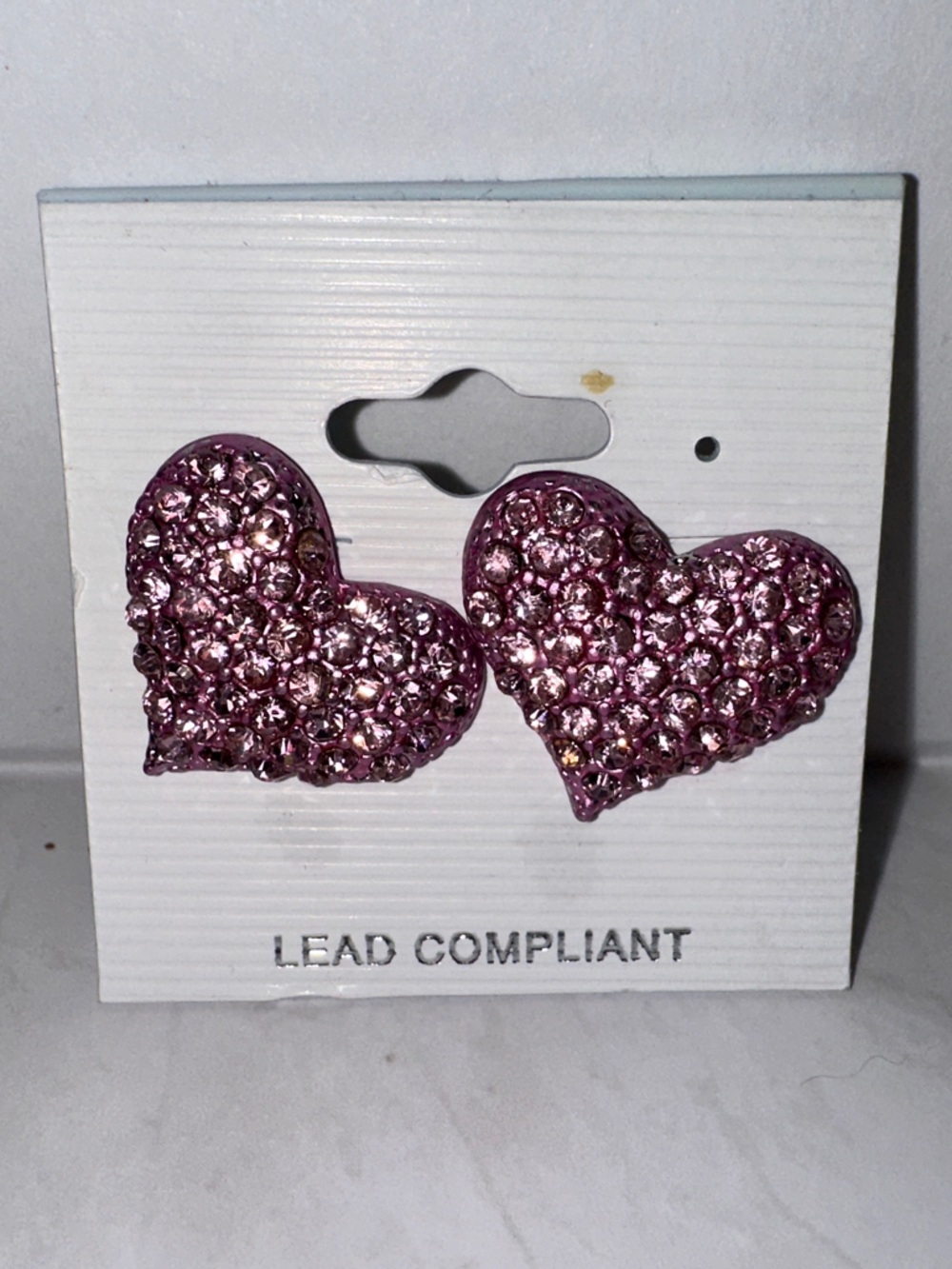 Pink Crystal Heart Stud Earrings - Sparkling Women's Jewelry